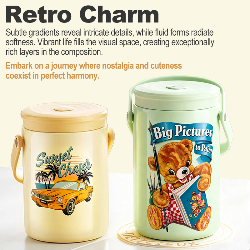 Insulated Straw Cup Lunch Box Household Water Transfer Decal Products Differentiated DIY Waterproof Non-Peeling - Image 3